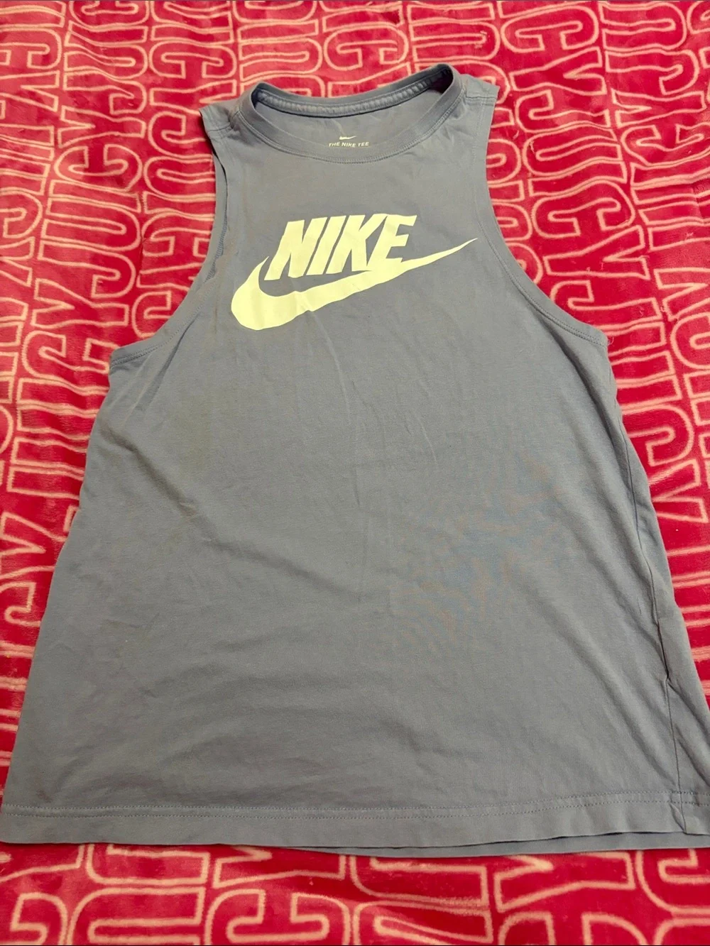 Nike Women's Blue-Gray Racerback Tank with White Swoosh